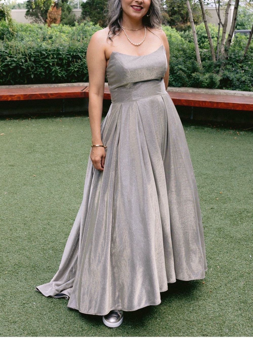 Strapless Silver/Gold Metallic Gown